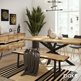 Παγκάκι Miles pakoworld μασίφ ξύλο 4εκ καρυδί-μαύρο 160x40x45εκ (1 τεμάχια)