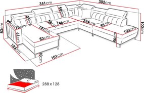 Γωνιακός καναπές Baltico IX-Αριστερή-Gkri - 351.00Χ302.00Χ100.00cm