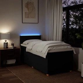 vidaXL Κρεβάτι Boxspring με Στρώμα Μαύρο 100 x 200 εκ. Υφασμάτινο