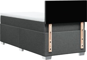 vidaXL Κρεβάτι Boxspring με Στρώμα Σκούρο Γκρι 90x190 εκ. Υφασμάτινο