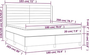 vidaXL Κρεβάτι Boxspring με Στρώμα Μπλε 180x200 εκ. Υφασμάτινο
