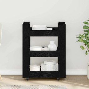 vidaXL Καρότσι Κουζίνας Μαύρη δρυς 60 x 45 x 80 εκ Επεξεργασμένο ξύλο