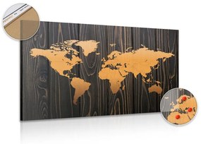 Εικόνα σε πορτοκαλί χάρτη φελλού σε ξύλο - 90x60  wooden