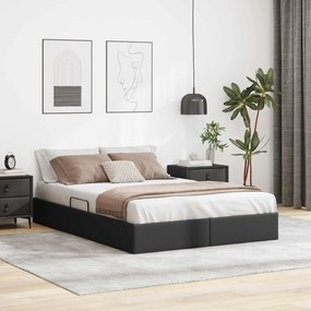 vidaXL Κρεβάτι Οθωμανικού Τύπου Μαύρο 140 x 190 cm Τεχνητό Δέρμα