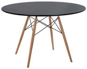 DINING TABLE ROUND MINIMAL  MDF IN BLACK COLOR-BEECH WOOD LEGS IN NATURAL Φ120Χ74Hcm.