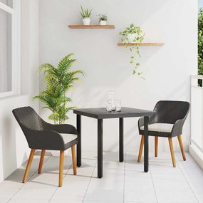 vidaXL Σέτ κήπου  3 τεμαχίων, μαύρου πολυ rattan