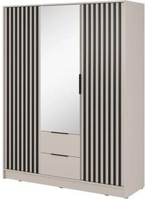 Nτουλάπα Τρίφυλλη Nelly 24_3Dm_kz Με Καθρέπτη 155x200x51cm White Kazmir-Anthracite Τρίφυλλη