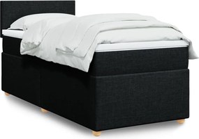 vidaXL Κρεβάτι Boxspring με Στρώμα Μαύρο 90x190 εκ.Υφασμάτινο