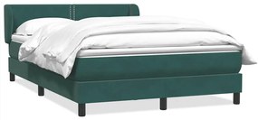 vidaXL Κρεβάτι Boxspring με Στρώμα Σκούρο Πράσινο 140x210εκ. Βελούδινο