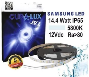 Ταινία LED 14,4W IP65 12V 3000K 4000K 5700K 5M JAZZ Cubalux-130692-nan 130692