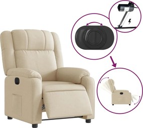 vidaXL Πολυθρόνα Ανακλινόμενη Ηλεκτρική Κρεμ Υφασμάτινη