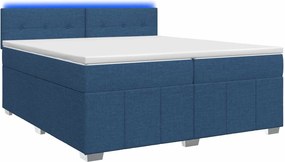 vidaXL Κρεβάτι box spring με στρώμα Μπλε 200 x 200 cm Ύφασμα