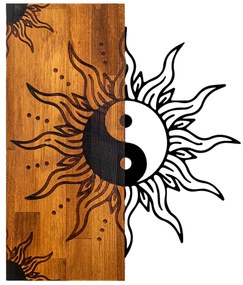 Διακοσμητικό Τοίχου YIN-YANG C4756 Φύλλα Μετάλλου Μαύρα - Ξύλο 50x3(βάθος)x58Υεκ. 50x3x58 εκ.