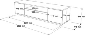 Έπιπλο Τηλεόρασης Atlantic Πεύκο / Κασμίρ BRADA 180x44.5x44.6