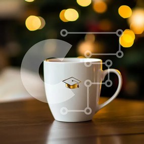 Intra Συλλεκτικό Ξύλινο Παζλ Plywood 4mm - Φλιτζάνι καφέ αποφοίτησης με φόντο Bokeh Σε Ξύλινο Κουτί - Διαστάσεις: 10x10 cm – 25 κομμάτια