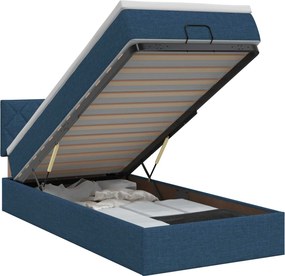 vidaXL Κρεβάτι Ottoman με στρώμα με κεφαλάρι Μπλε 90 x 190 cm Ύφασμα