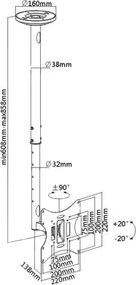 BRATECK βάση τηλεόρασης οροφής LCD-504A, 23-42", έως 30kg