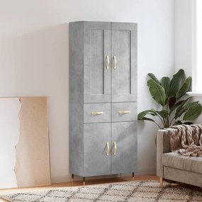 vidaXL Ντουλάπι Γκρι Σκυροδέματος 69,5x34x180 εκ. Επεξεργασμένο Ξύλο