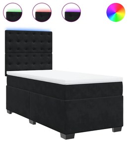 vidaXL Κρεβάτι Boxspring με Στρώμα Μαύρο 90x200 εκ. Βελούδινο