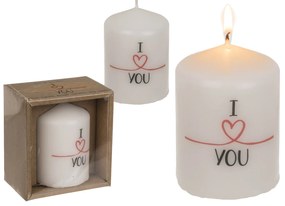 Κερί Κύλινδρος ‘I Love You’ Λευκό 6x8cm