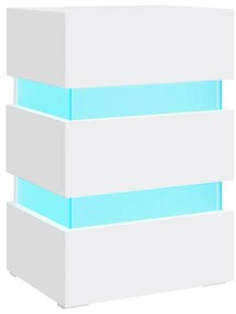 Κομοδίνο με LED Λευκό 45 x 35 x 67 εκ. από Επεξεργασμένο Ξύλο - Λευκό