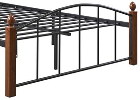 Κρεβάτι Ημίδιπλο ArteLibre LARAMIE Μαύρο/Καρυδί Μέταλλο Για Στρώμα 120x200cm