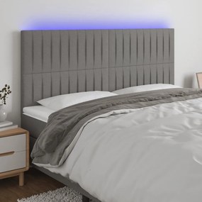 Κεφαλάρι Κρεβατιού LED Σκούρο Γκρι 200x5x118/128εκ. Υφασμάτινο 3122685