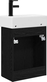 vidaXL Μονάδα μπάνιου με βρύση Μαύρη Δρυς 45,5 x 22,5 x 84 εκ