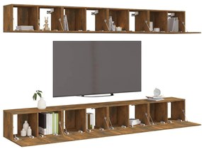 vidaXL Έπιπλα Τηλεόρασης 8 τεμ. Καπνιστή Δρυς 60x30x30εκ. Επεξεργ.Ξύλο