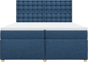 vidaXL Κρεβάτι Boxspring με Στρώμα Μπλε 200x200 εκ. Υφασμάτινο