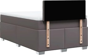 vidaXL Κρεβάτι Boxspring με Στρώμα Γκρι 120x200εκ. από Συνθετικό Δέρμα