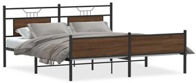 vidaXL Σκελετός Κρεβ. Χωρίς Στρώμα Καφέ Δρυς 180x200 εκ. Μεταλλικό
