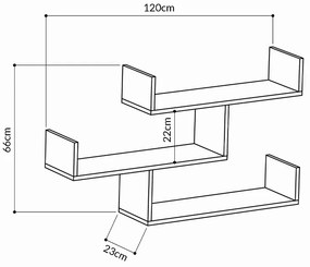 Ραφιέρα τοίχου Tibet Megapap χρώμα ανθρακί 119x22x66εκ.