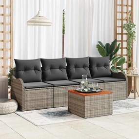 vidaXL Σετ Καναπέ Κήπου 5 pcs Γκρι Πολυ ράταν