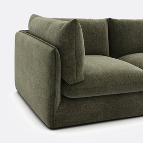 Τριθέσιος αρθρωτός καναπές με πουφ, από μελανζέ πολυεστέρα, MALO