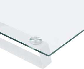vidaXL Βάση Οθόνης Λευκή 40 x 35 x 8 εκ. από Ψημένο Γυαλί και Μέταλλο