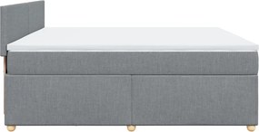 vidaXL Κρεβάτι Boxspring με Στρώμα Ανοιχτό Γκρι 200x200 εκ. Υφασμάτινο