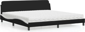 vidaXL Κρεβάτι με Στρώμα Dover Μαύρο/Λευκό 200x200εκ.Συνθ. Δέρμα
