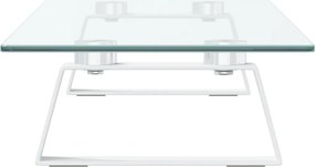 vidaXL Βάση Οθόνης Λευκή 60 x 20 x 8 εκ. από Ψημένο Γυαλί και Μέταλλο