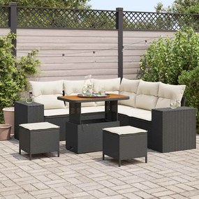 vidaXL Σετ Καναπέ Κήπου 8 pcs Μαύρο συνθετικό ρατάν