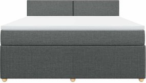 vidaXL Κρεβάτι Boxspring με Στρώμα Σκούρο Γκρι 180x200 εκ Υφασμάτιν