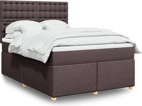 vidaXL Κρεβάτι Boxspring με Στρώμα Σκούρο Καφέ 140x200 εκ Υφασμάτινο