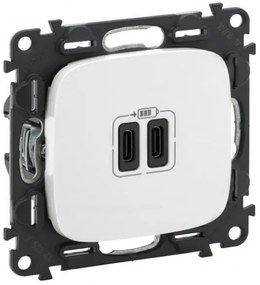 Πρίζα Φόρτισης 2xUSB C 3000MA Λευκό Valena Allure 755345 Legrand-755345-Λευκό 755345