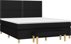 vidaXL Κρεβάτι Boxspring με Στρώμα Μαύρο 180x200 εκ. Υφασμάτινο