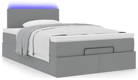 Οθωμανικό κρεβάτι με στρώμα &amp; LEDs Ανοιχτό γκρι Ύφασμα 3312208