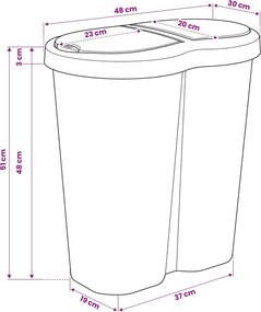 vidaXL Κάδος Αχρήστων Λευκό 48 x 30 x 51 εκ. PP