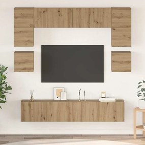 vidaXL Σετ επίπλου τηλεόρασης 8 pcs Artisan Oak Επεξεργασμένο ξύλο