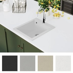 vidaXL Νεροχύτης Ένθετος με Μονή Γούρνα Λευκός Γρανιτένιος