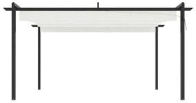 vidaXL Κιόσκι Κήπου με Πτυσσόμενη Οροφή Κρεμ 4 x 3 μ.