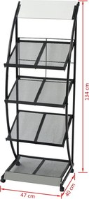 vidaXL Ραφιέρα Περιοδικών Ασπρόμαυρη Α4 47 x 40 x 134 εκ.